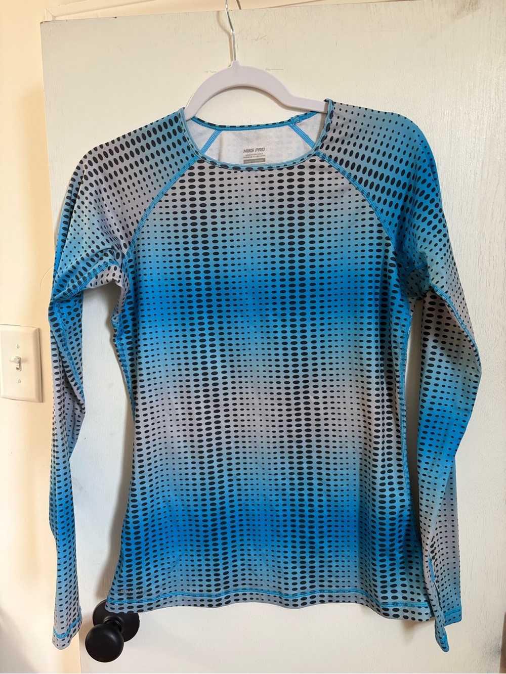 Nike Blue Gradient Long-Sleeve Dotted Performance Top